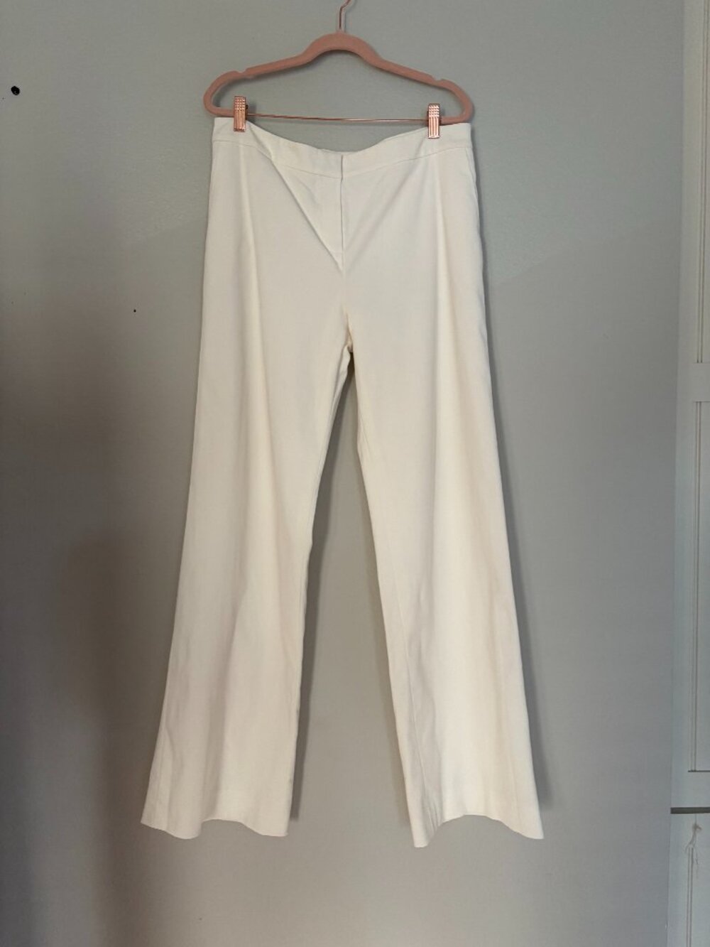 Oscar de la Renta | Ivory Silk-Lined High Rise Wide Leg Trousers 14